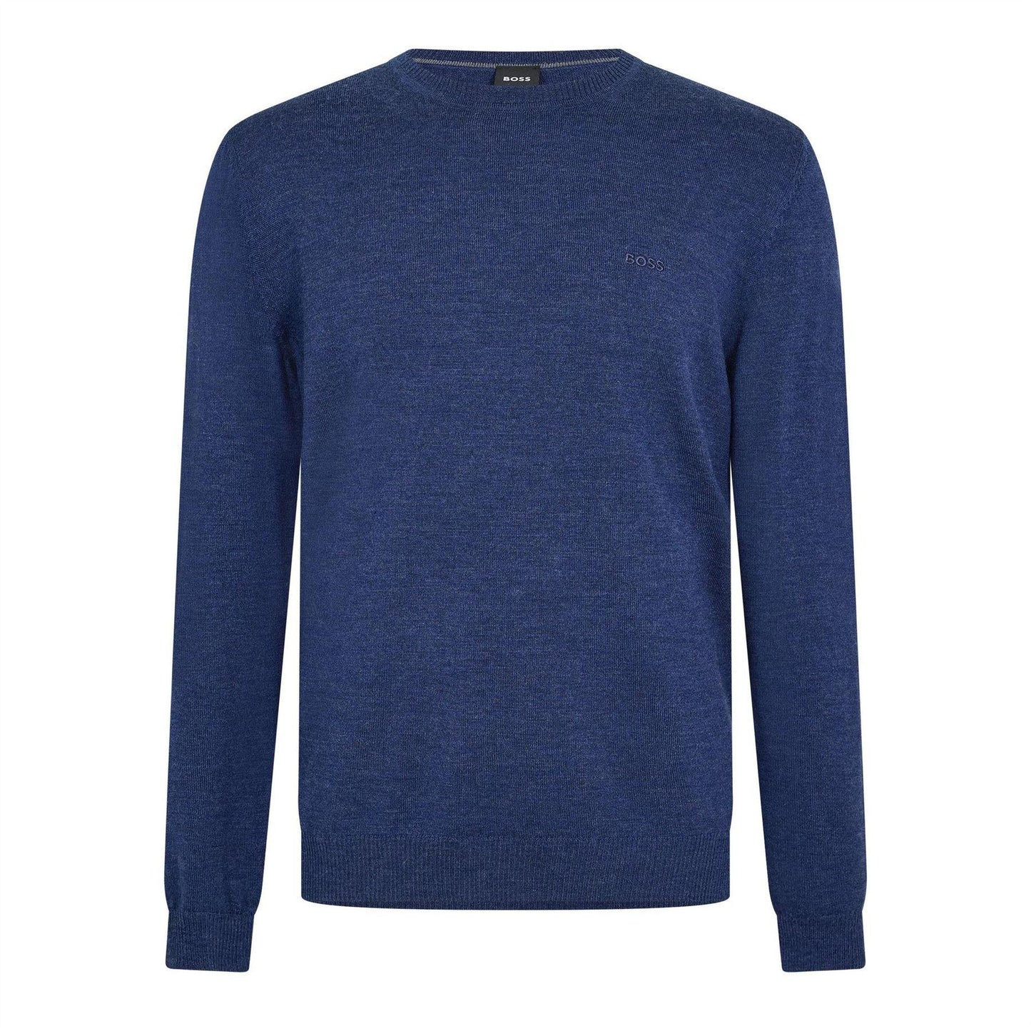 Medium Blue - Back - Boss Mens Crew Neck Regular Long-Sleeved Sweatshirt