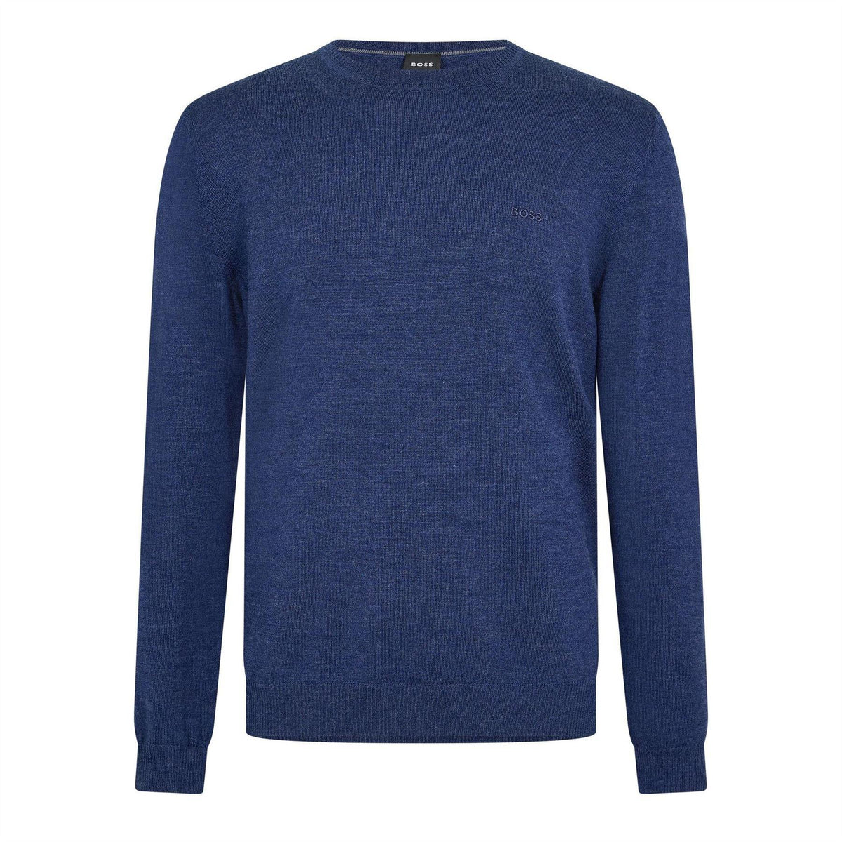 Medium Blue - Back - Boss Mens Crew Neck Regular Long-Sleeved Sweatshirt