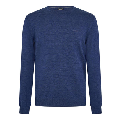Medium Blue - Back - Boss Mens Crew Neck Regular Long-Sleeved Sweatshirt