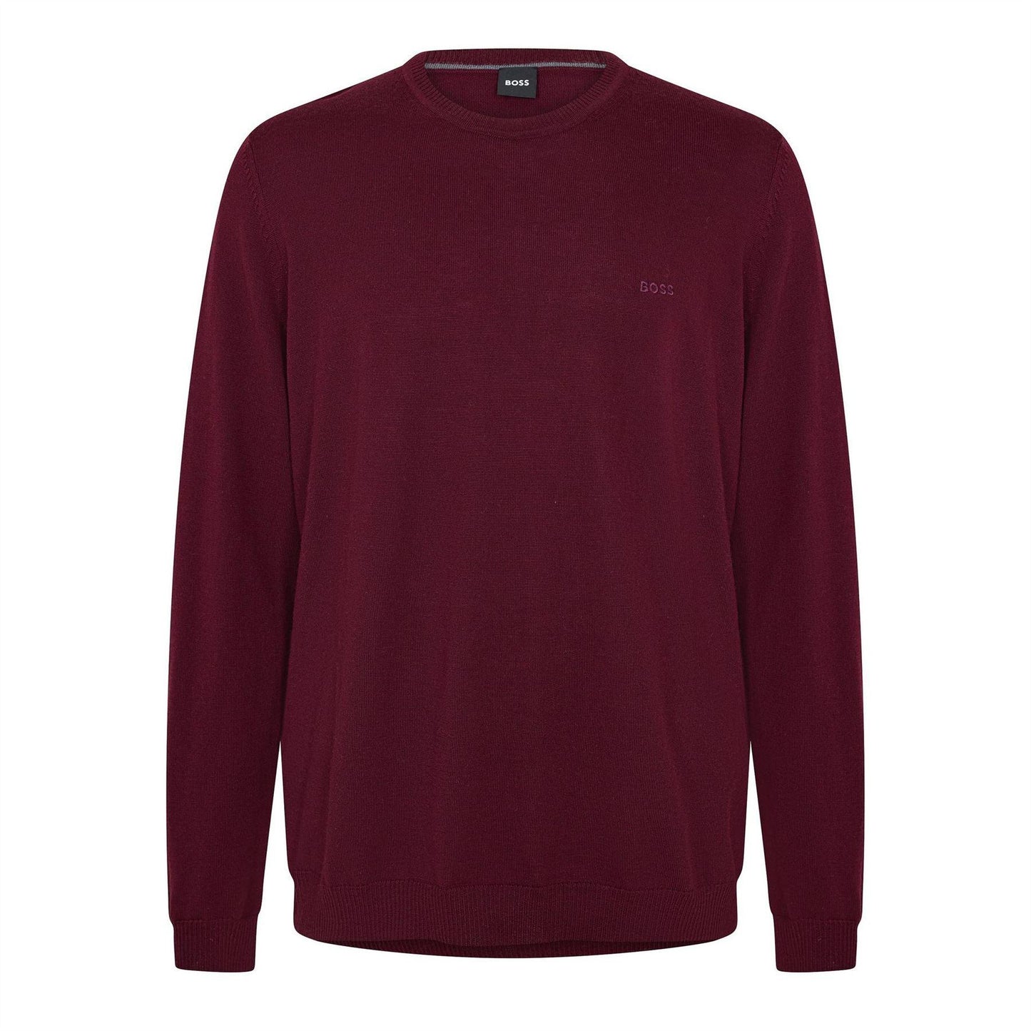 Dark Red - Front - Boss Mens Crew Neck Regular Long-Sleeved Sweatshirt