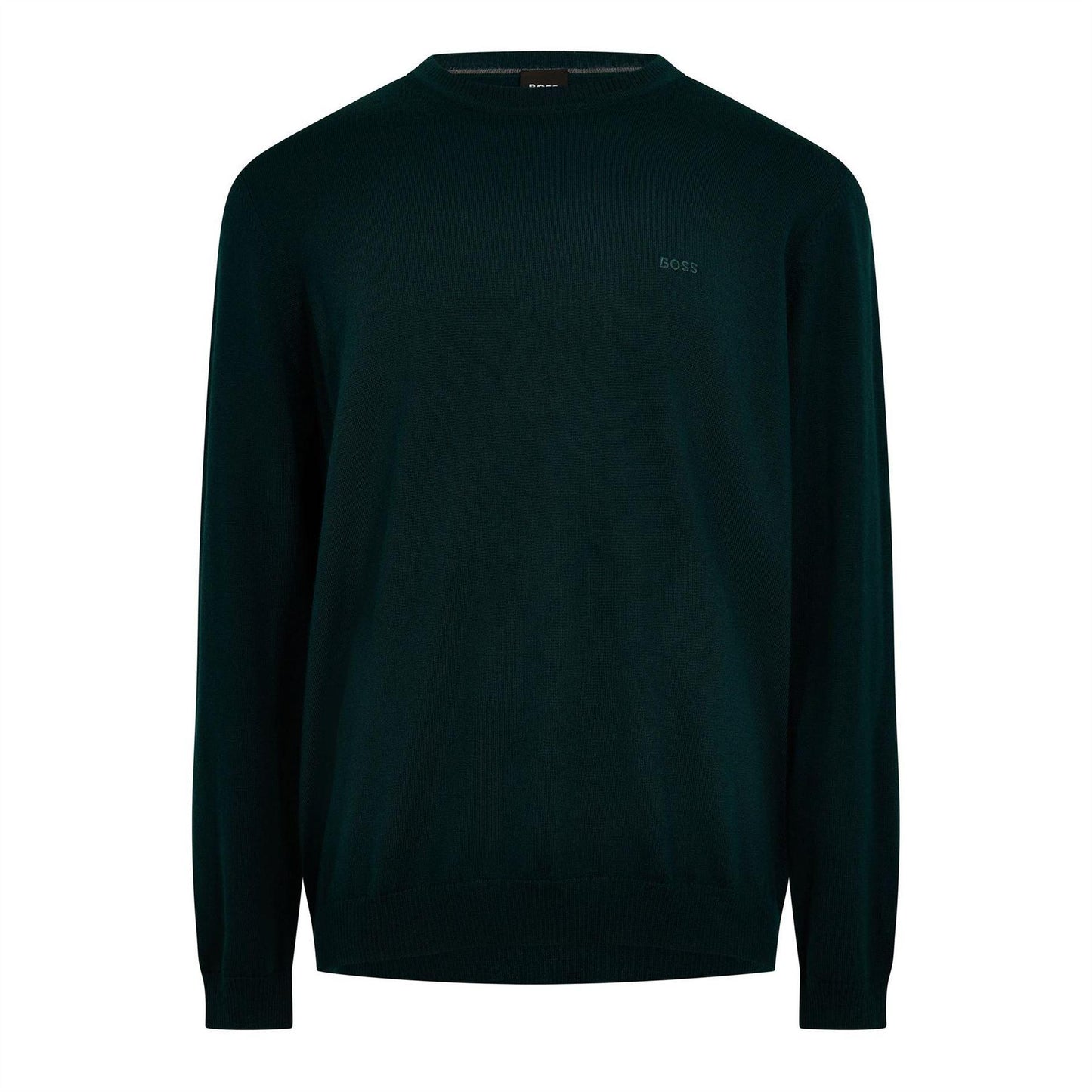 Dark Green - Front - Boss Mens Crew Neck Regular Long-Sleeved Sweatshirt