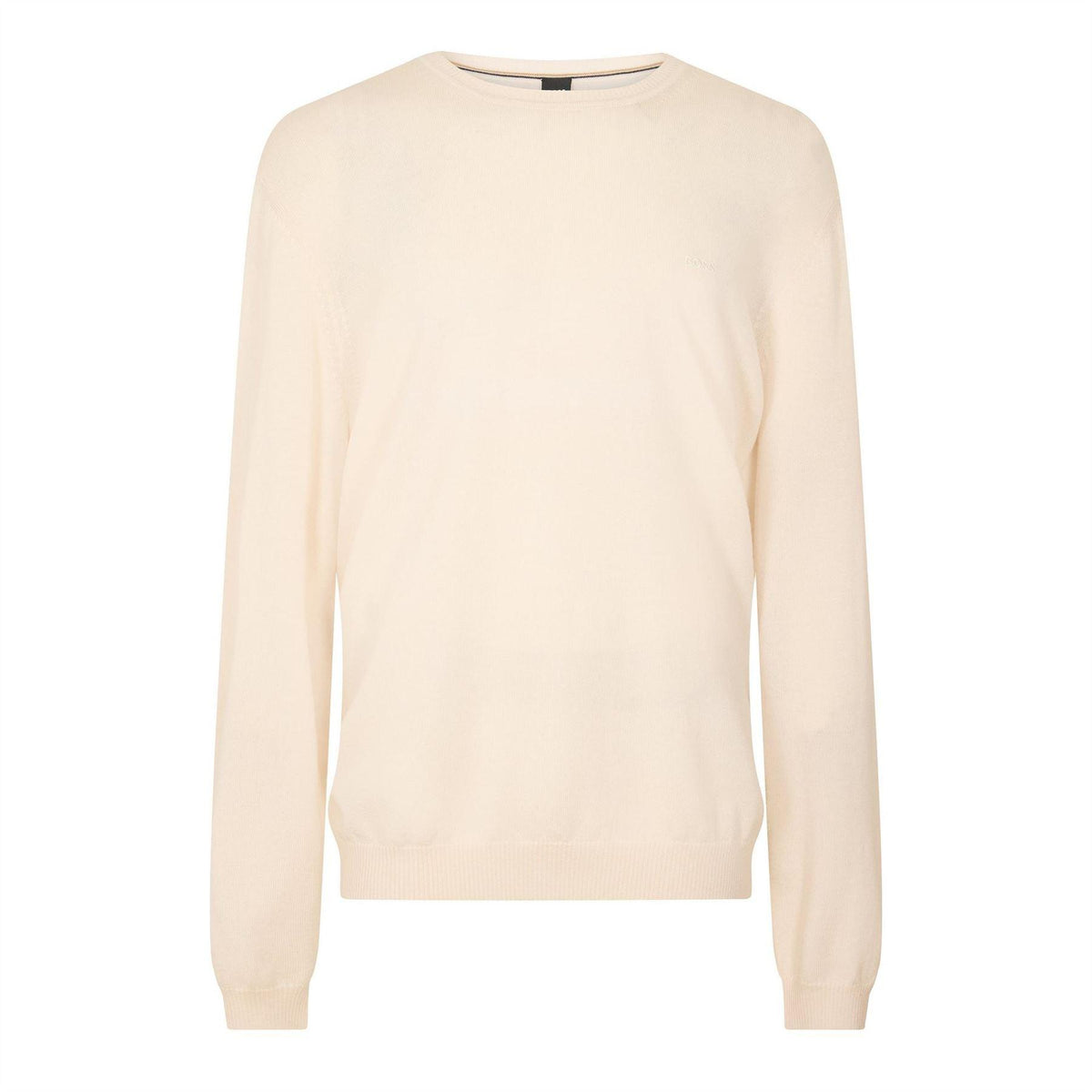 White - Front - Boss Mens Crew Neck Regular Long-Sleeved Sweatshirt