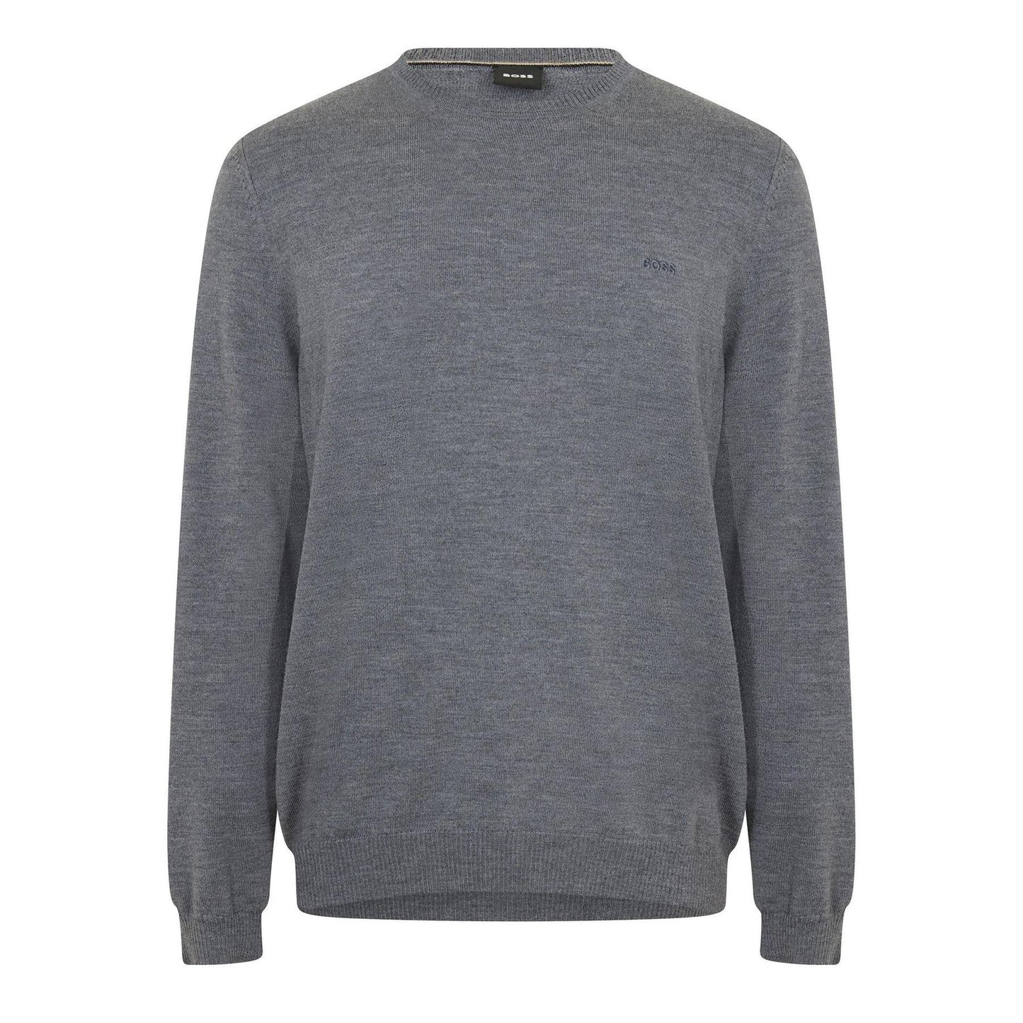 Medium Grey - Front - Boss Mens Crew Neck Regular Long-Sleeved Sweatshirt