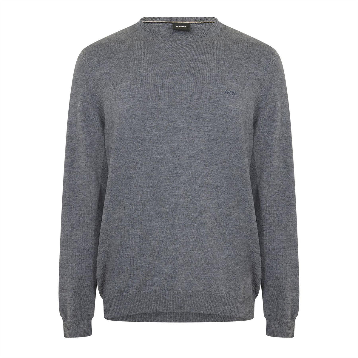 Medium Grey - Front - Boss Mens Crew Neck Regular Long-Sleeved Sweatshirt
