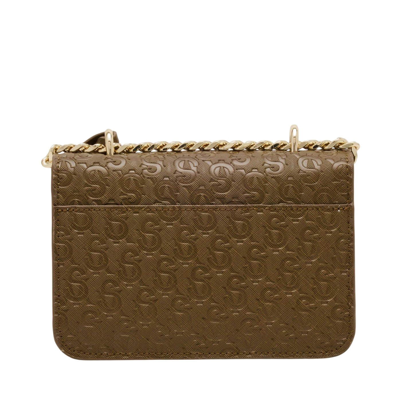 Olive-Gold - Back - Steve Madden Embossed Faux Leather Crossbody Bag