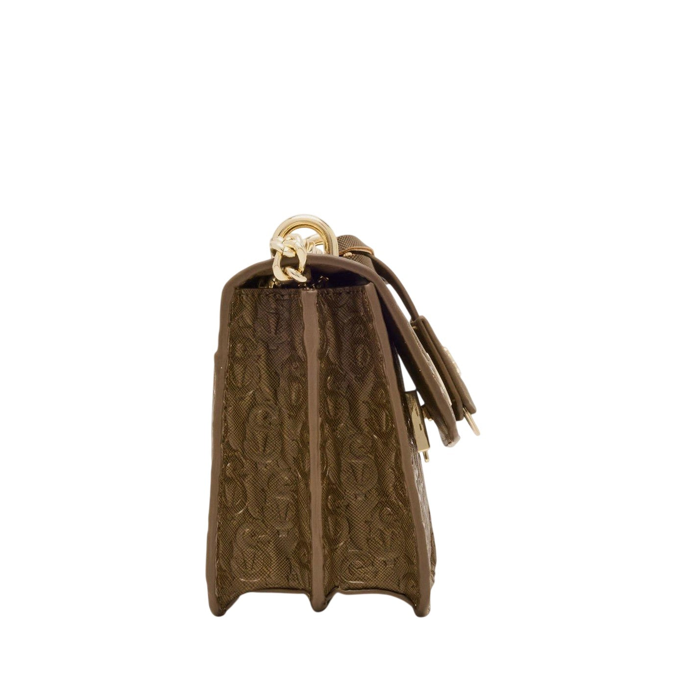 Olive-Gold - Side - Steve Madden Embossed Faux Leather Crossbody Bag