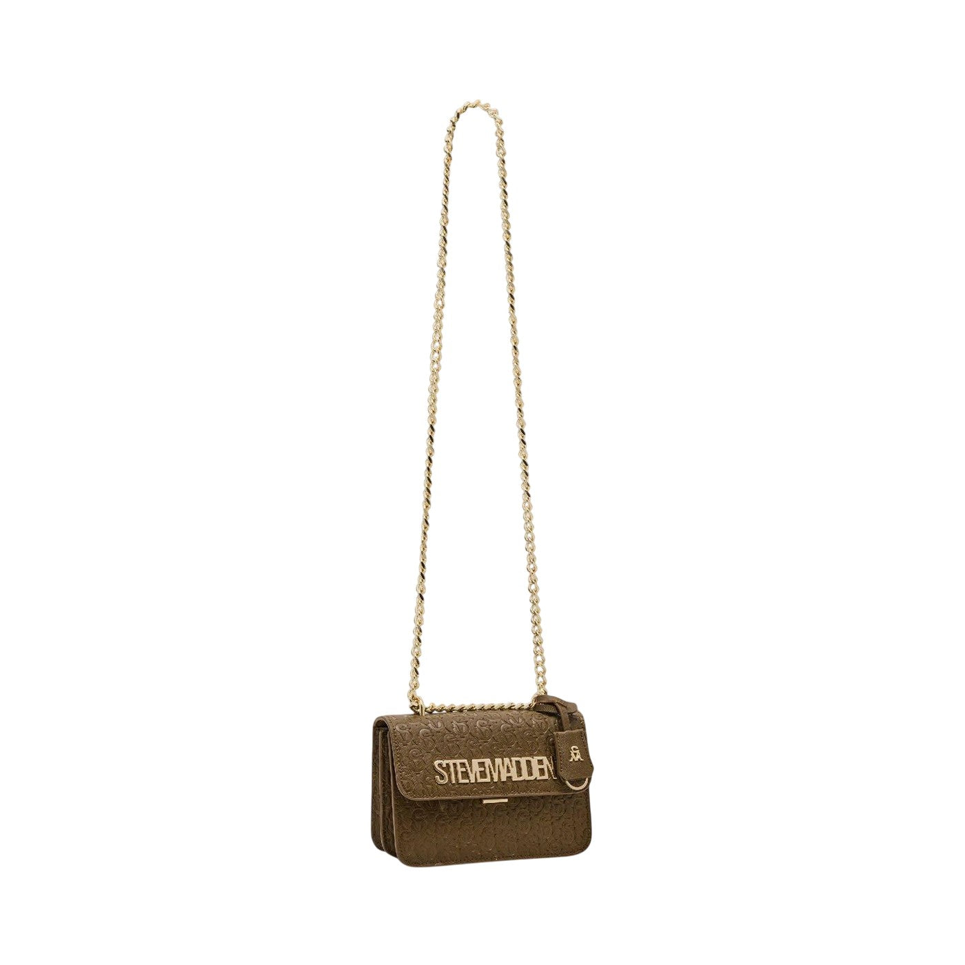 Olive-Gold - Front - Steve Madden Embossed Faux Leather Crossbody Bag
