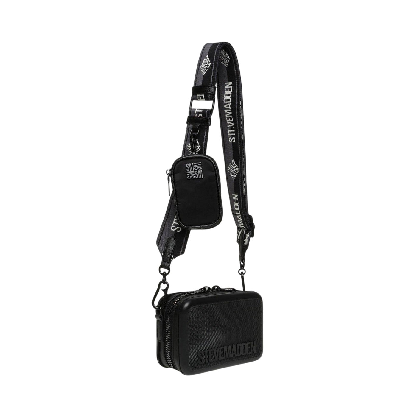 Black - Side - Steve Madden Textured Crossbody Bag