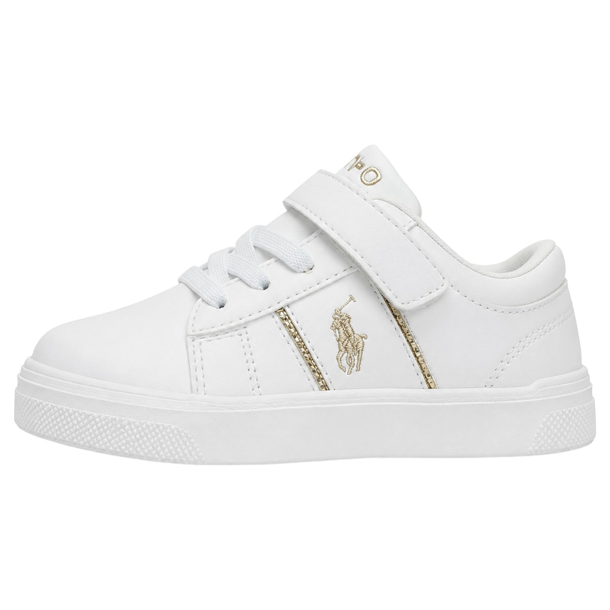 White-Gold - Back - Ralph Lauren Childrens-Kids Embroidered Logo Trainers