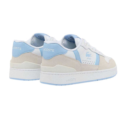 White-Blue - Back - Lacoste Womens-Ladies T-Clip Set Leather Trainers