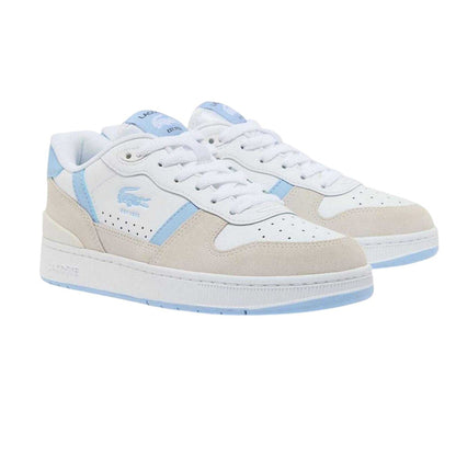 White-Blue - Lifestyle - Lacoste Womens-Ladies T-Clip Set Leather Trainers