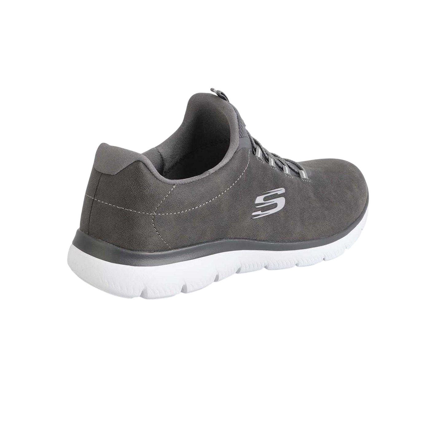 Charcoal - Back - Skechers Womens-Ladies Summits Itz Bazik Textile Trainers