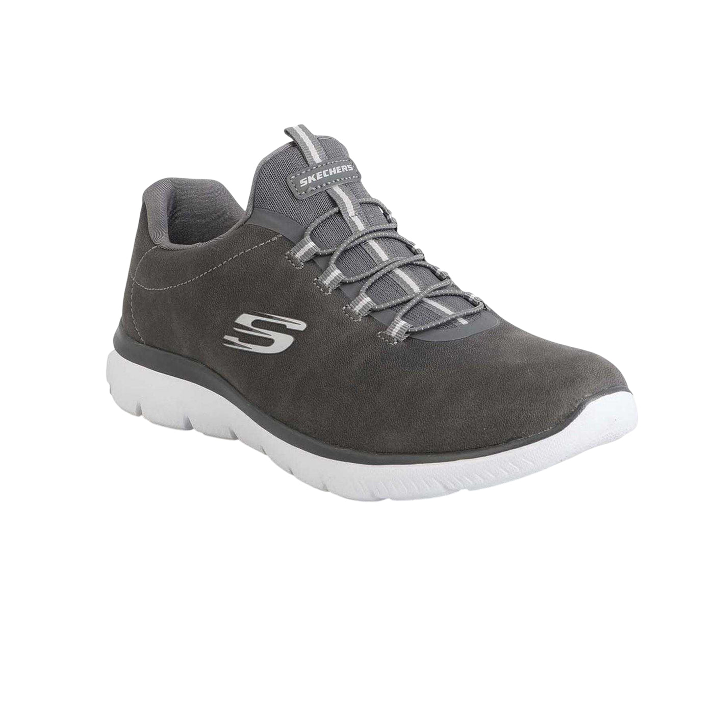 Charcoal - Lifestyle - Skechers Womens-Ladies Summits Itz Bazik Textile Trainers