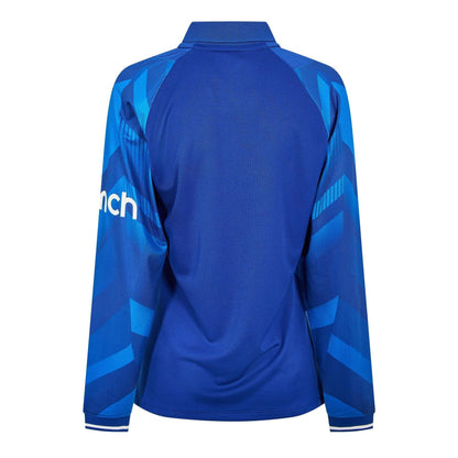 Sodalite Blue - Back - Castore Womens-Ladies England Long-Sleeved Cricket Shirt