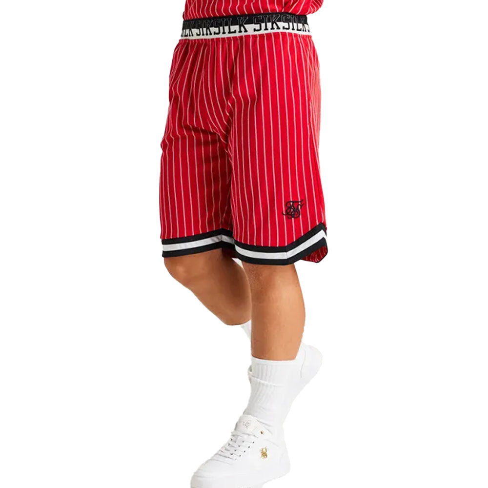 Red - Front - SikSilk Boys Classic Retro Basketball Shorts