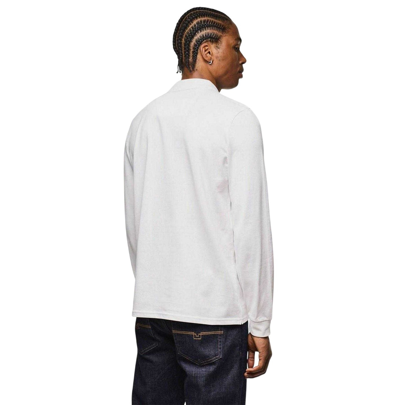White - Back - Weekend Offender Mens Dice Long-Sleeved Polo Shirt