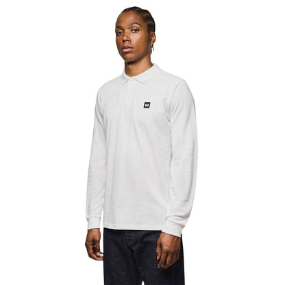 White - Side - Weekend Offender Mens Dice Long-Sleeved Polo Shirt