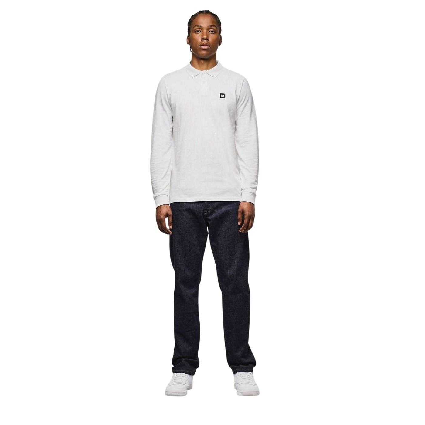 White - Lifestyle - Weekend Offender Mens Dice Long-Sleeved Polo Shirt
