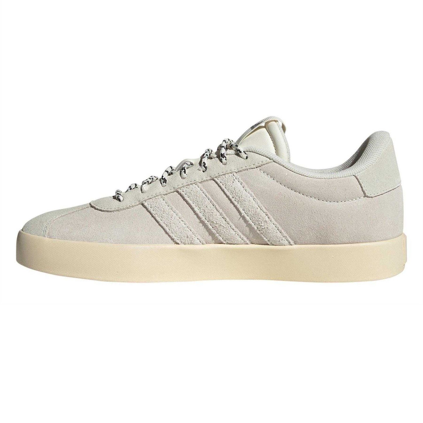 Off White - Side - Adidas Mens VL Court 3.0 Suede Low Cut Flat Trainers