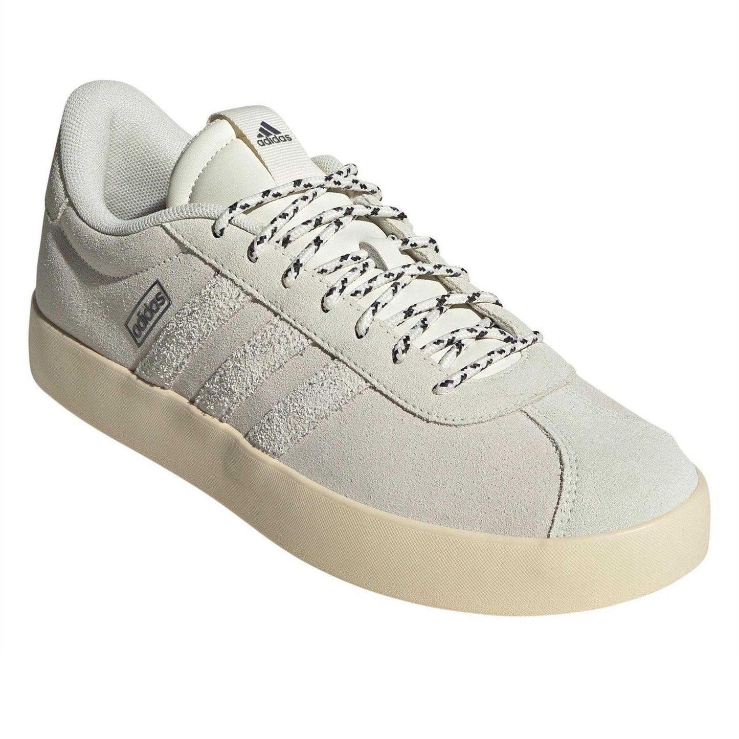 Off White - Pack Shot - Adidas Mens VL Court 3.0 Suede Low Cut Flat Trainers