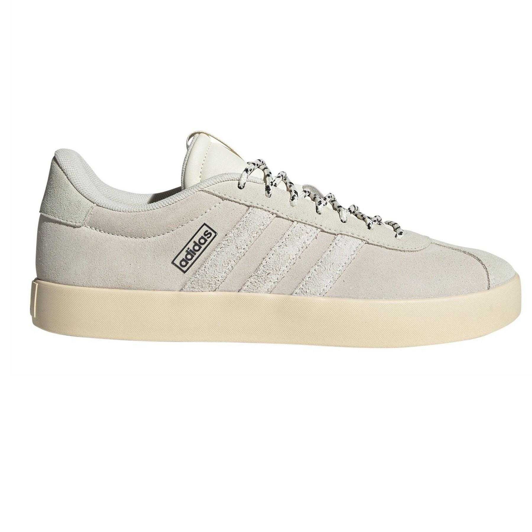 Off White - Front - Adidas Mens VL Court 3.0 Suede Low Cut Flat Trainers