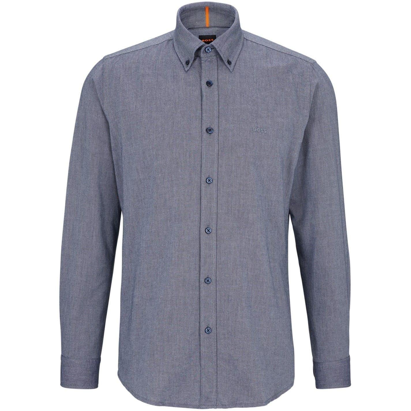 Navy - Front - Boss Mens Rickert Oxford Shirt