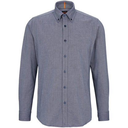 Navy - Front - Boss Mens Rickert Oxford Shirt
