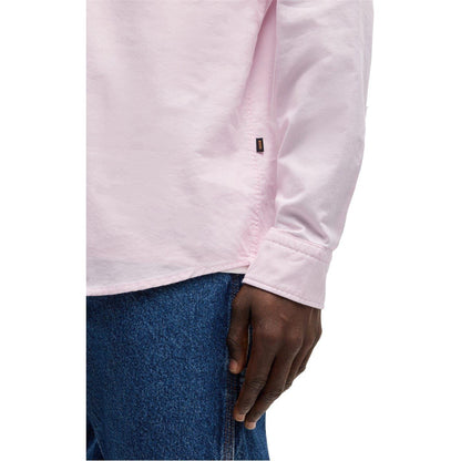 Pink - Side - Boss Mens Rickert Oxford Shirt