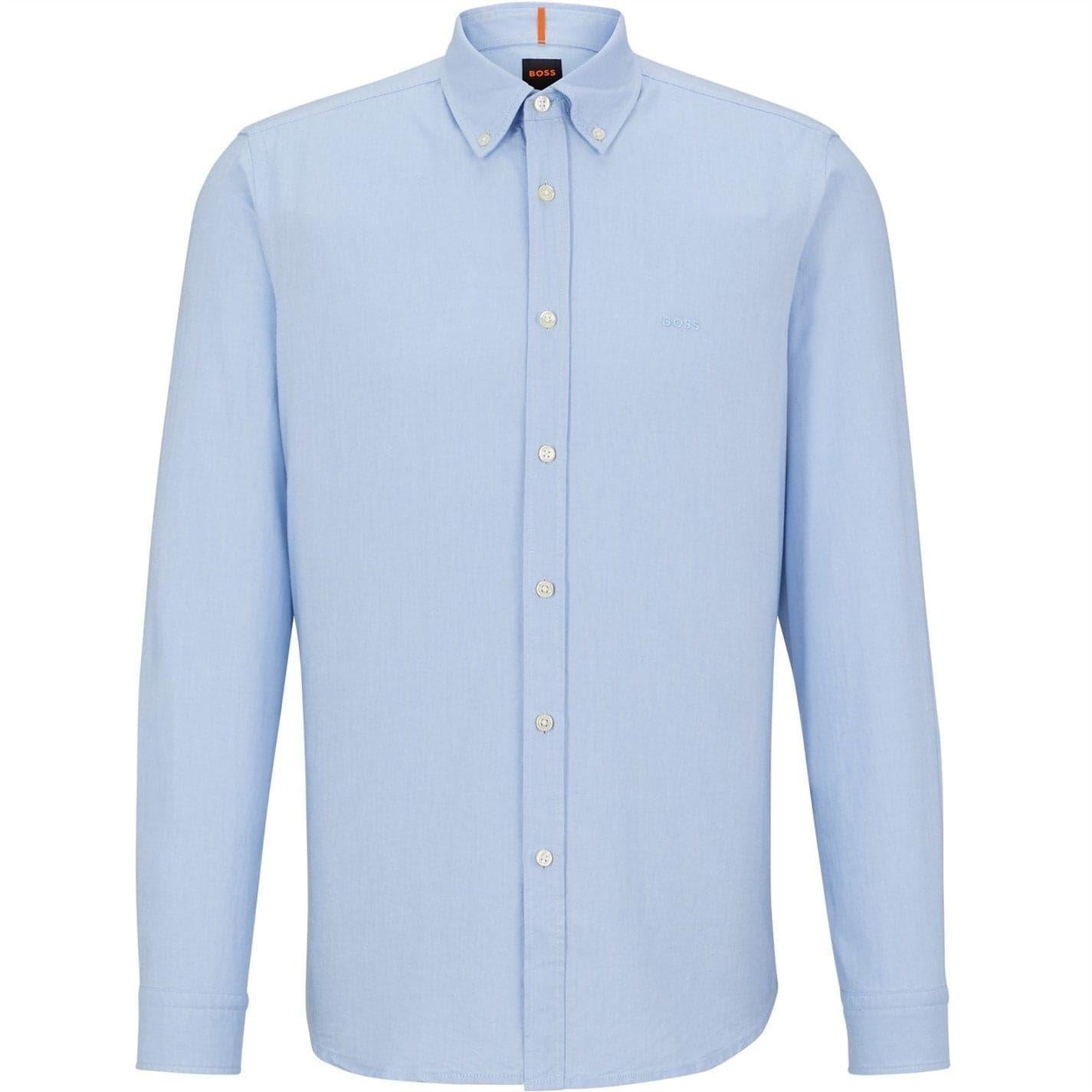 Blue - Front - Boss Mens Rickert Oxford Shirt
