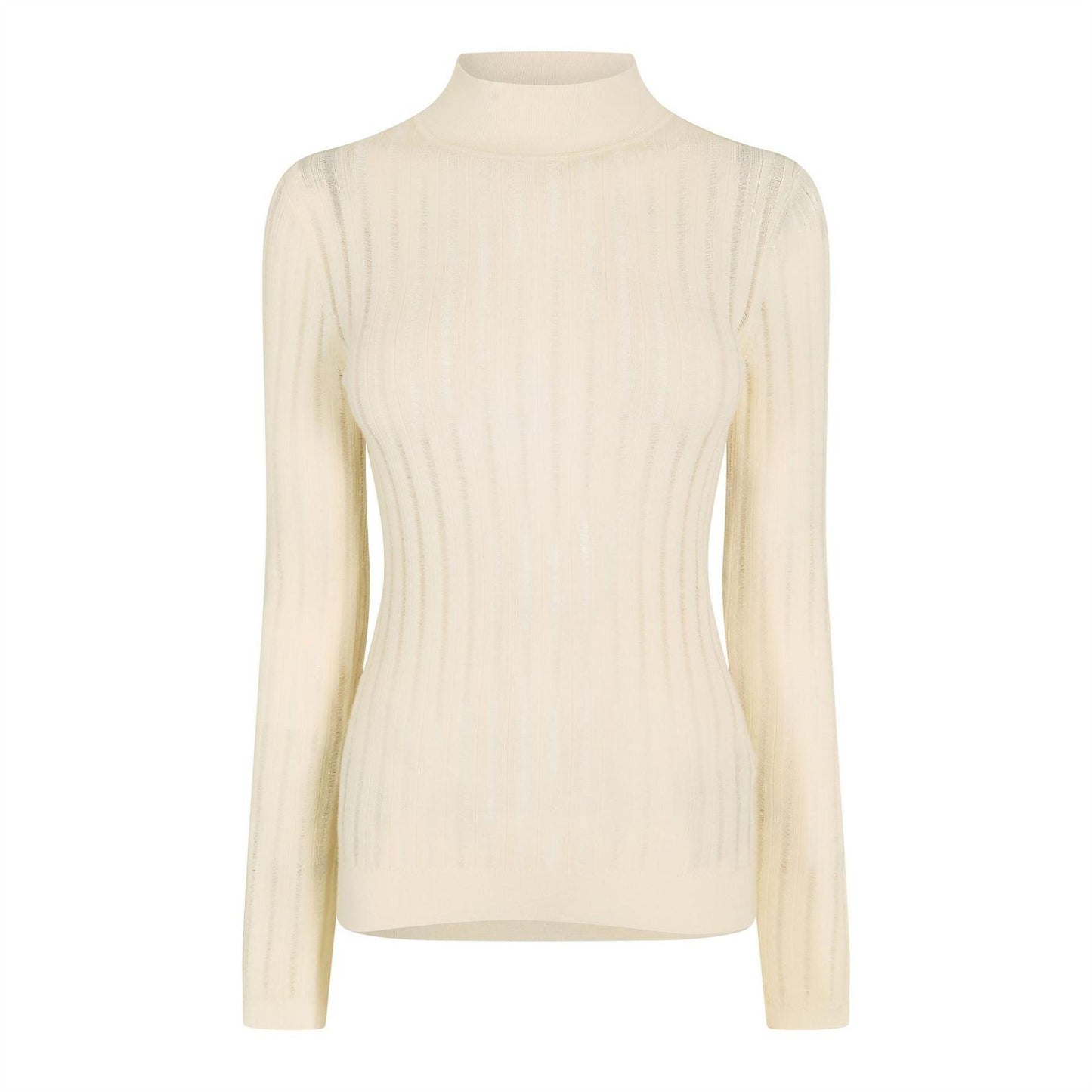 White - Front - Boss Womens-Ladies Mock Neck Slim Long-Sleeved Sweater Top