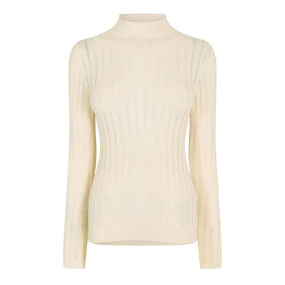 White - Front - Boss Womens-Ladies Mock Neck Slim Long-Sleeved Sweater Top
