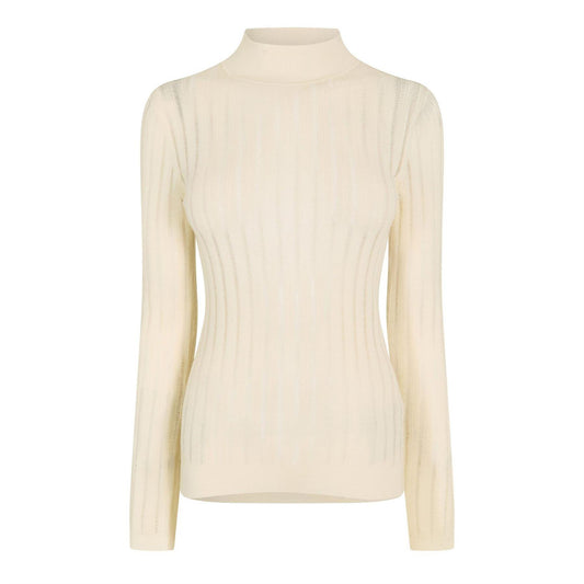 White - Front - Boss Womens-Ladies Mock Neck Slim Long-Sleeved Sweater Top