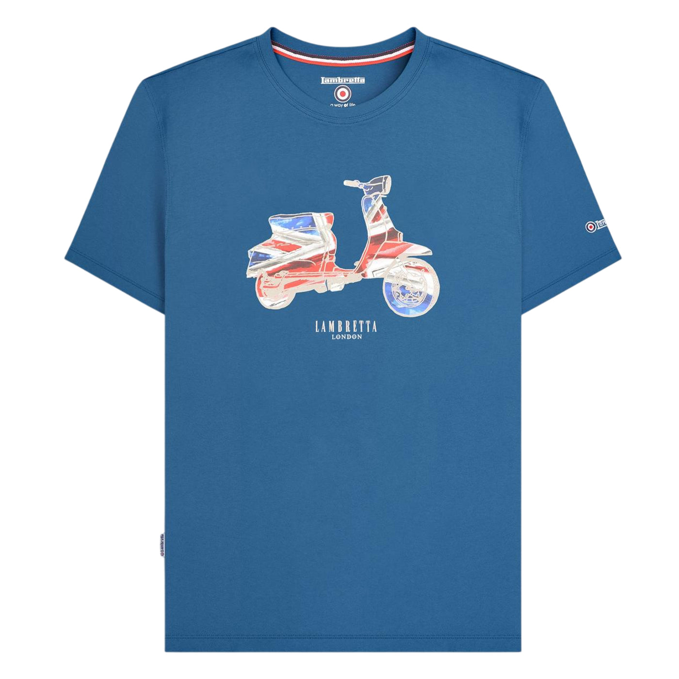 Blue - Front - Lambretta Mens Flag Regular T-Shirt