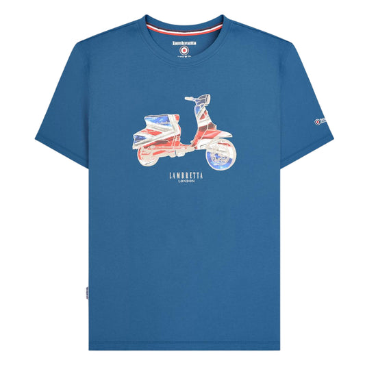 Blue - Front - Lambretta Mens Flag Regular T-Shirt