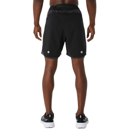 Black-Grey - Back - Asics Mens 2 in 1 Running Shorts