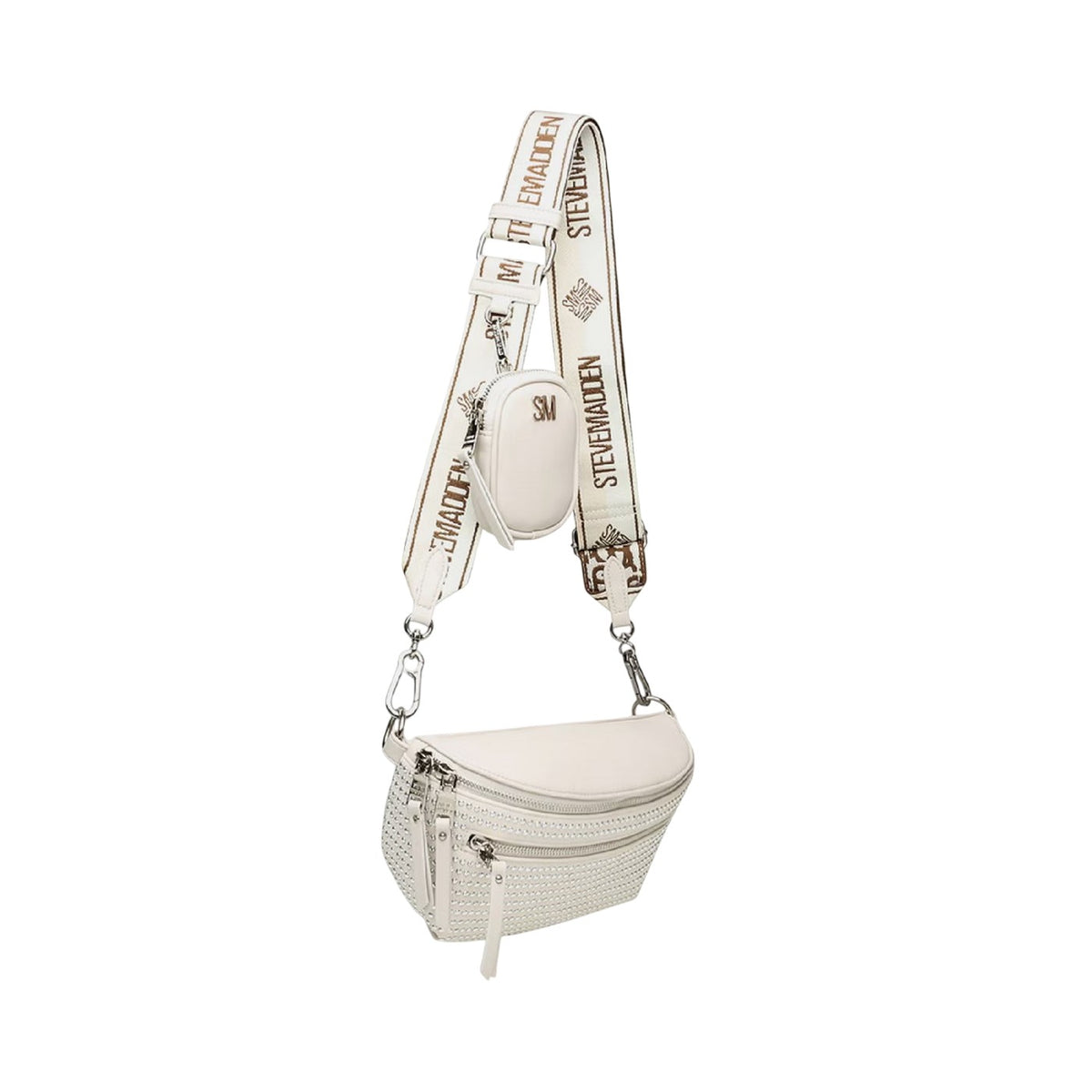 Bone-Silver - Side - Steve Madden Bclarkes Studded Everyday Crossbody Bag