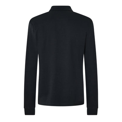 Black - Back - Hugo Mens Plain Long-Sleeved Polo Shirt