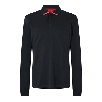 Black - Front - Hugo Mens Plain Long-Sleeved Polo Shirt