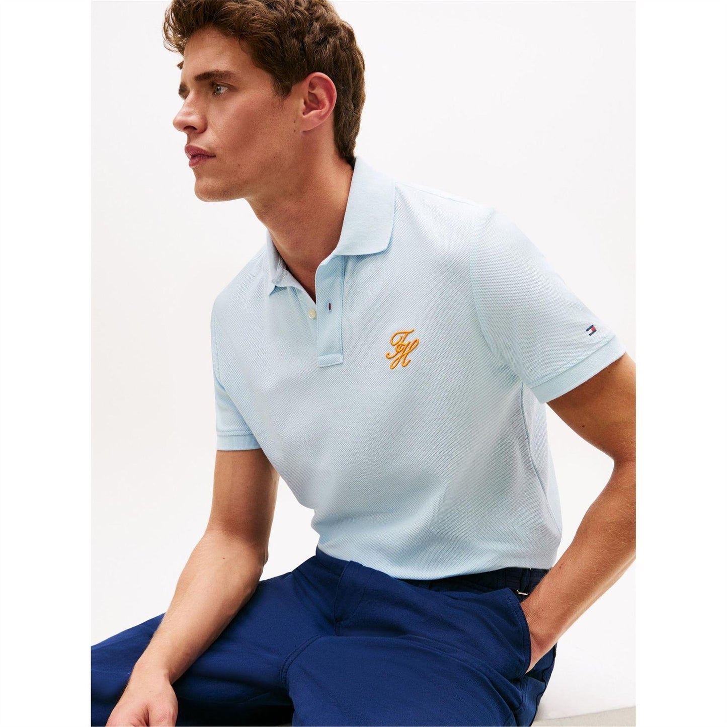 Blue - Side - Tommy Hilfiger Mens Polo Shirt