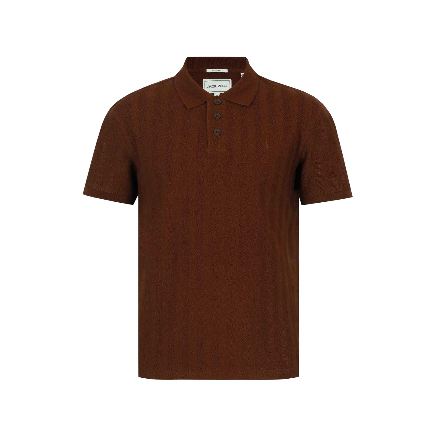 Chocolate - Front - Jack Wills Mens Herringbone Cotton Polo Shirt