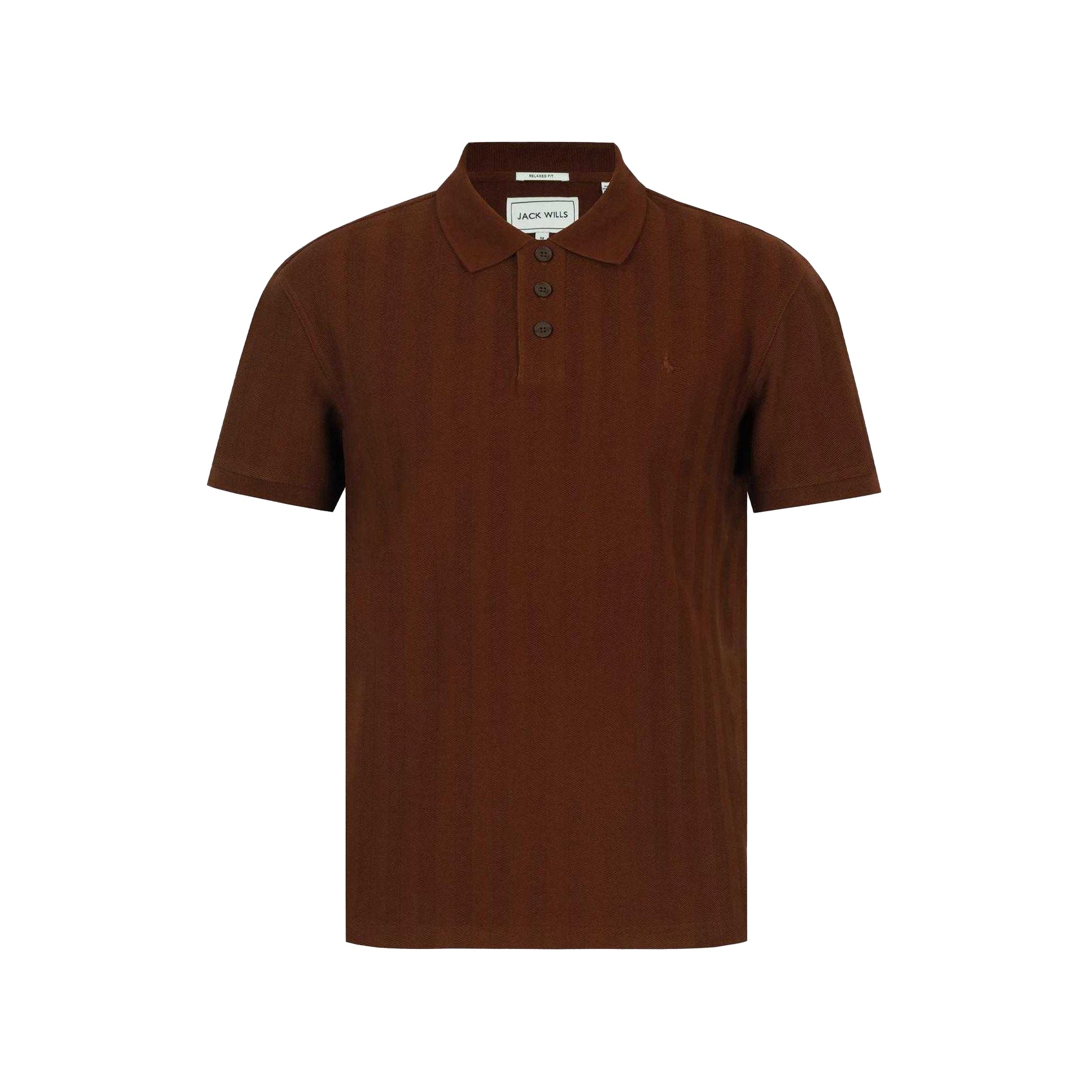 Chocolate - Front - Jack Wills Mens Herringbone Cotton Polo Shirt