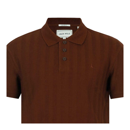 Chocolate - Side - Jack Wills Mens Herringbone Cotton Polo Shirt