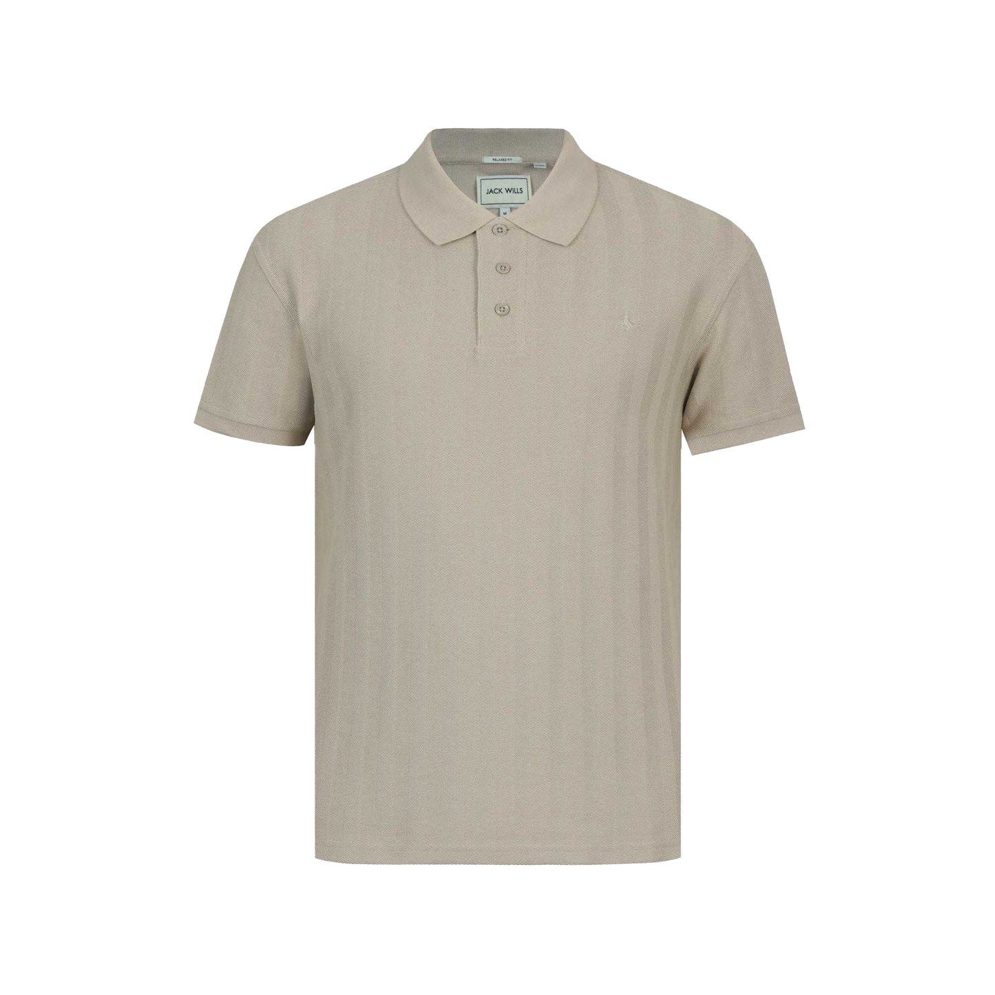 Beige - Front - Jack Wills Mens Herringbone Cotton Polo Shirt