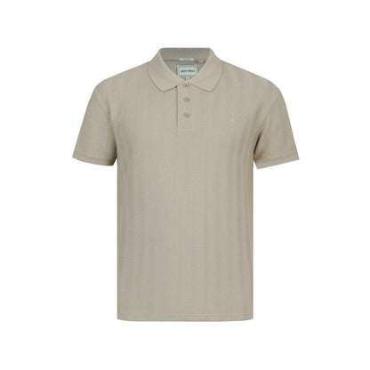 Beige - Front - Jack Wills Mens Herringbone Cotton Polo Shirt