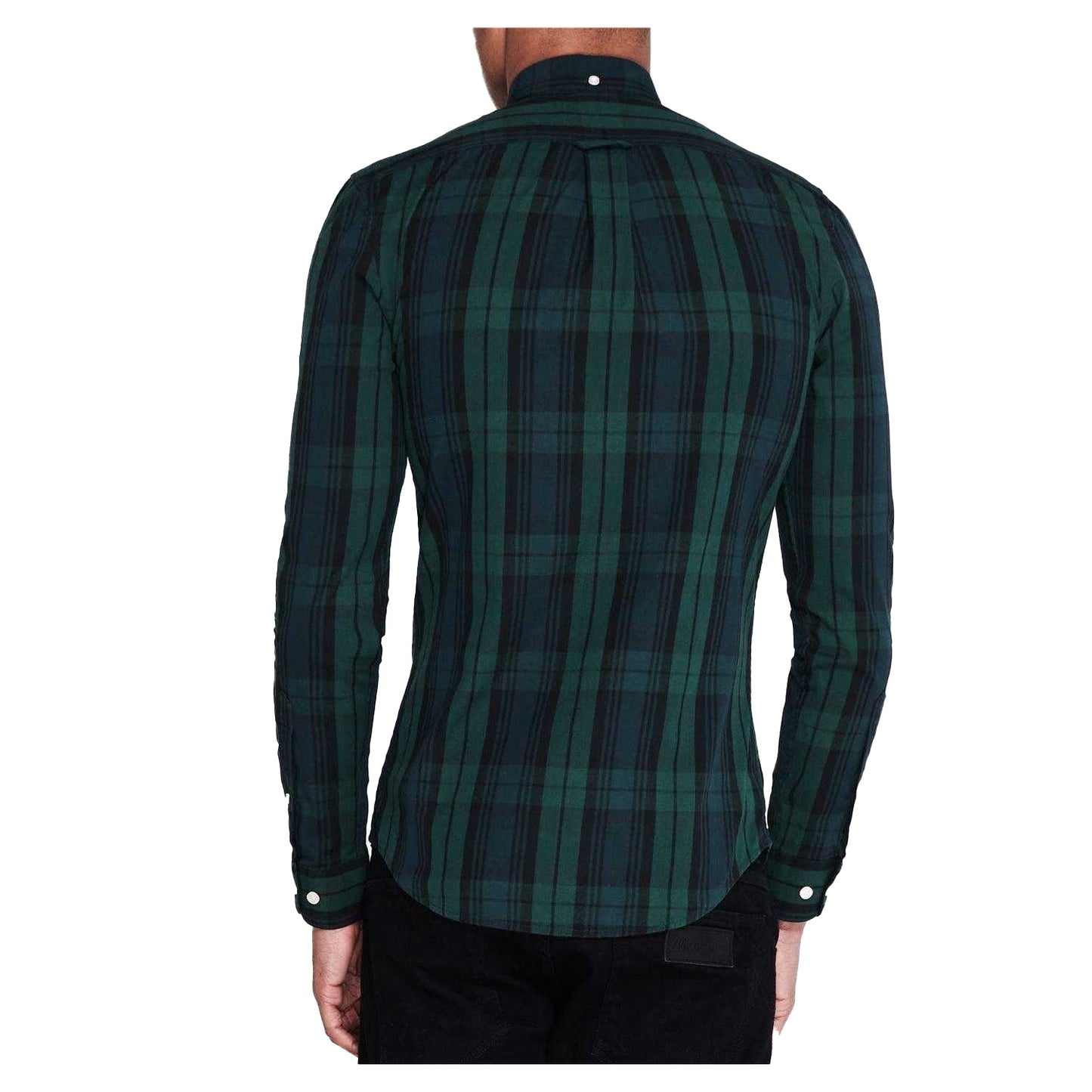 Pine - Back - Farah Mens Checked Cotton Button-Down Shirt