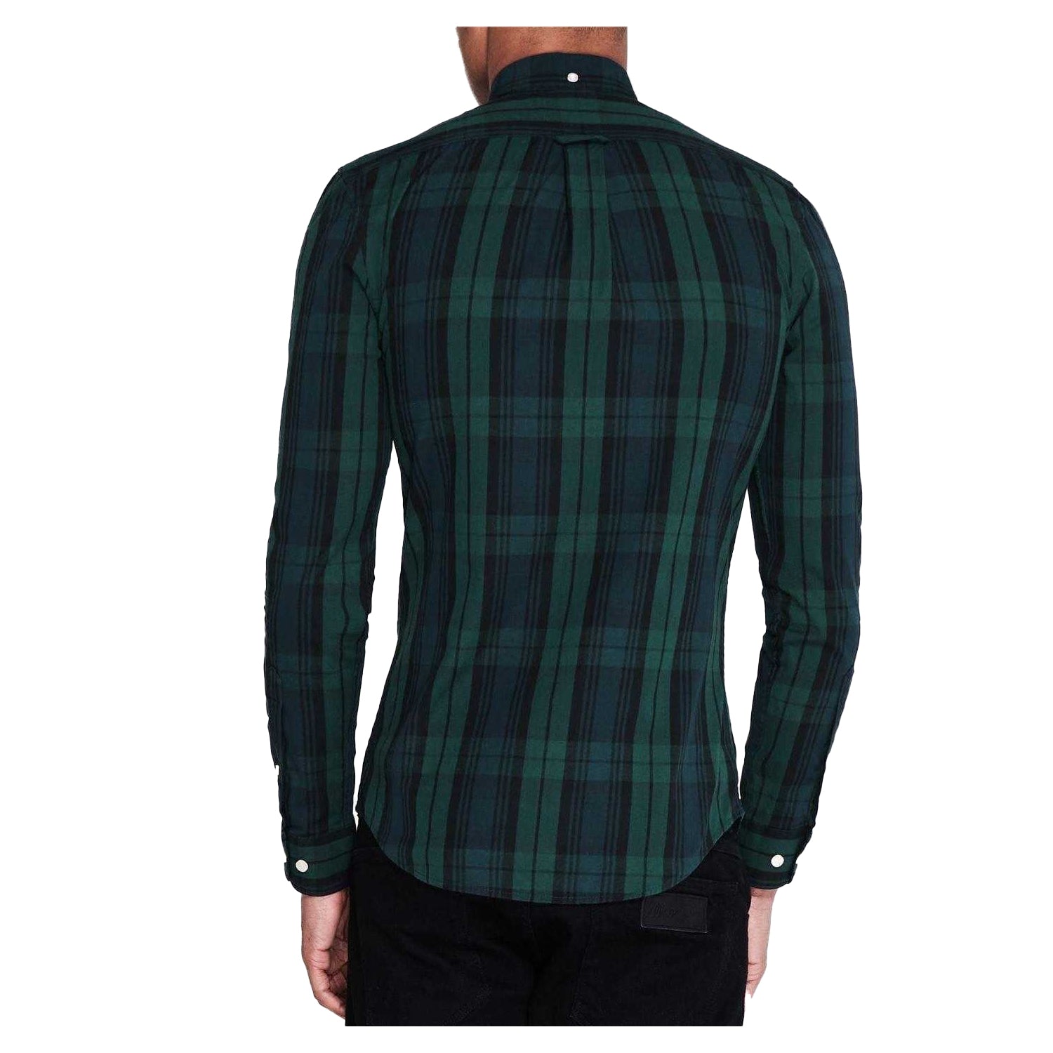 Pine - Back - Farah Mens Checked Cotton Button-Down Shirt