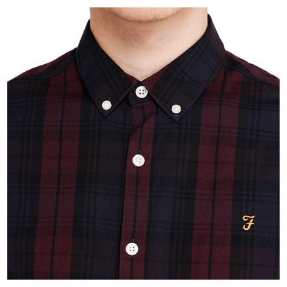 Red - Side - Farah Mens Checked Cotton Button-Down Shirt