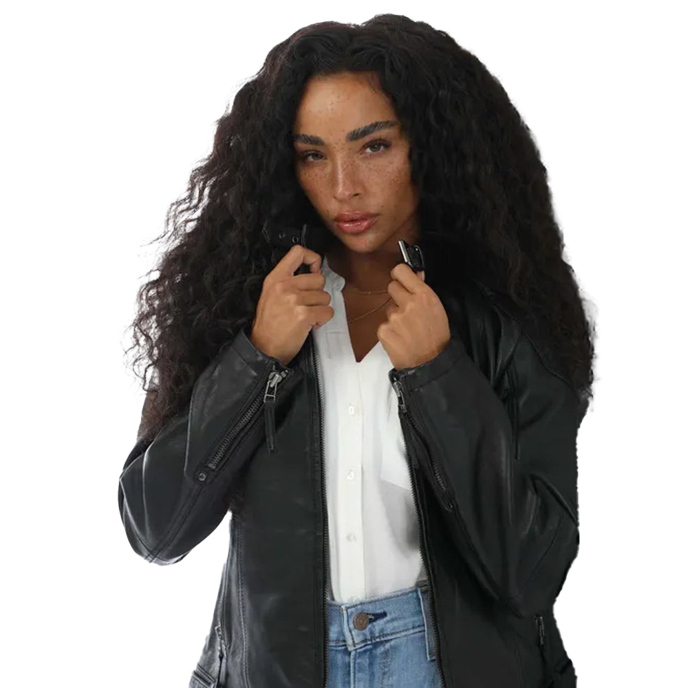 Black - Side - Vero Moda Womens-Ladies Faux Feather Jacket