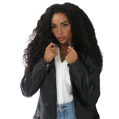 Black - Side - Vero Moda Womens-Ladies Faux Feather Jacket