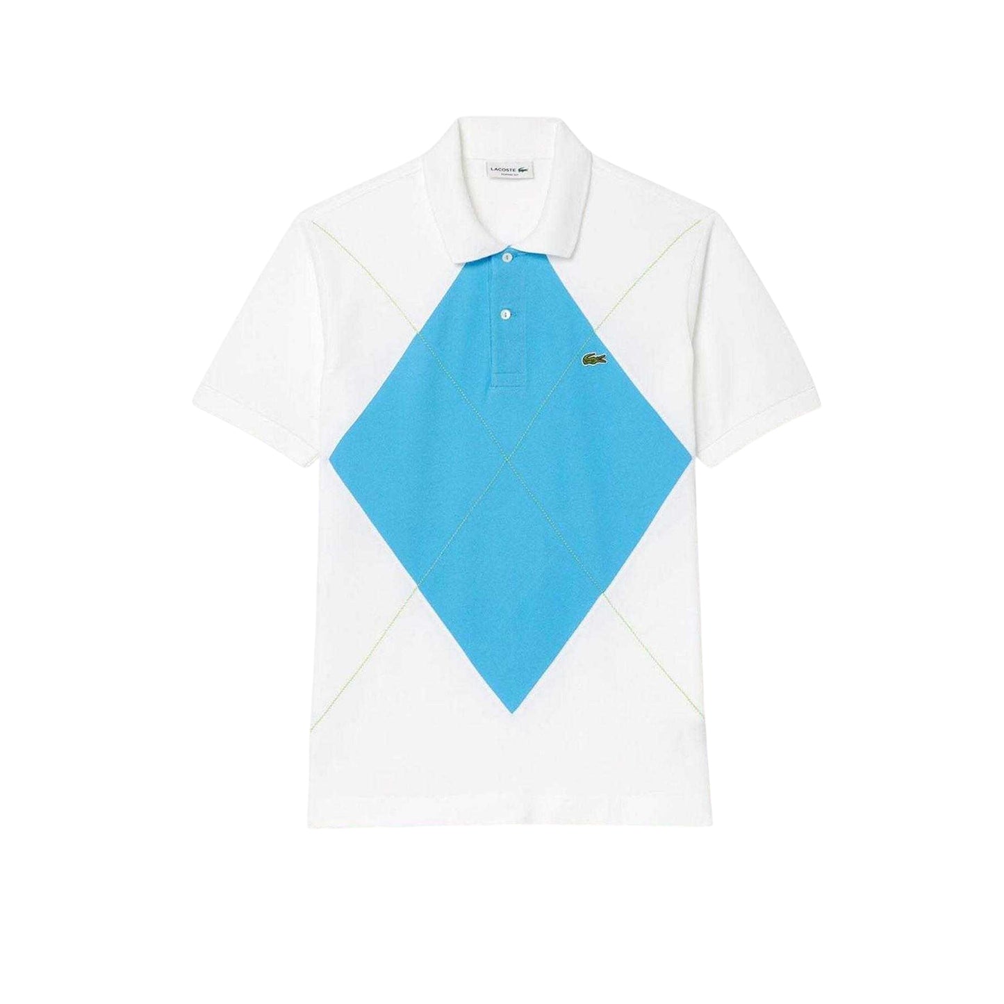White-Blue - Front - Lacoste Mens L.12.12 Argyle Short-Sleeved Polo Shirt
